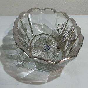 Sterling on Crystal SilverOverlay Floral Bowl by Silver City Glass